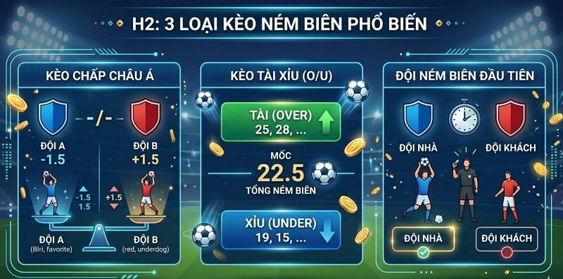 Các hình thức đặt cược kèo ném biên trực tuyến phổ biến